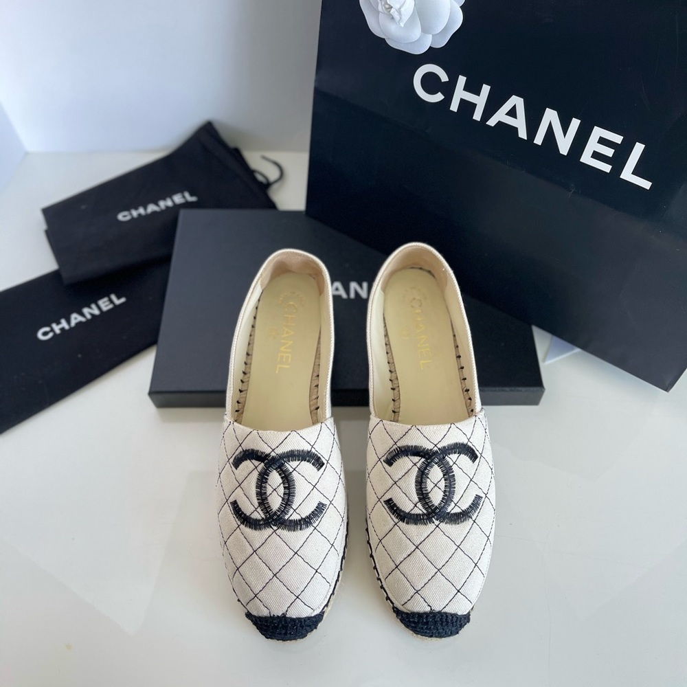 Chanel Espadrilles Canvas Diamond Quilted Flats